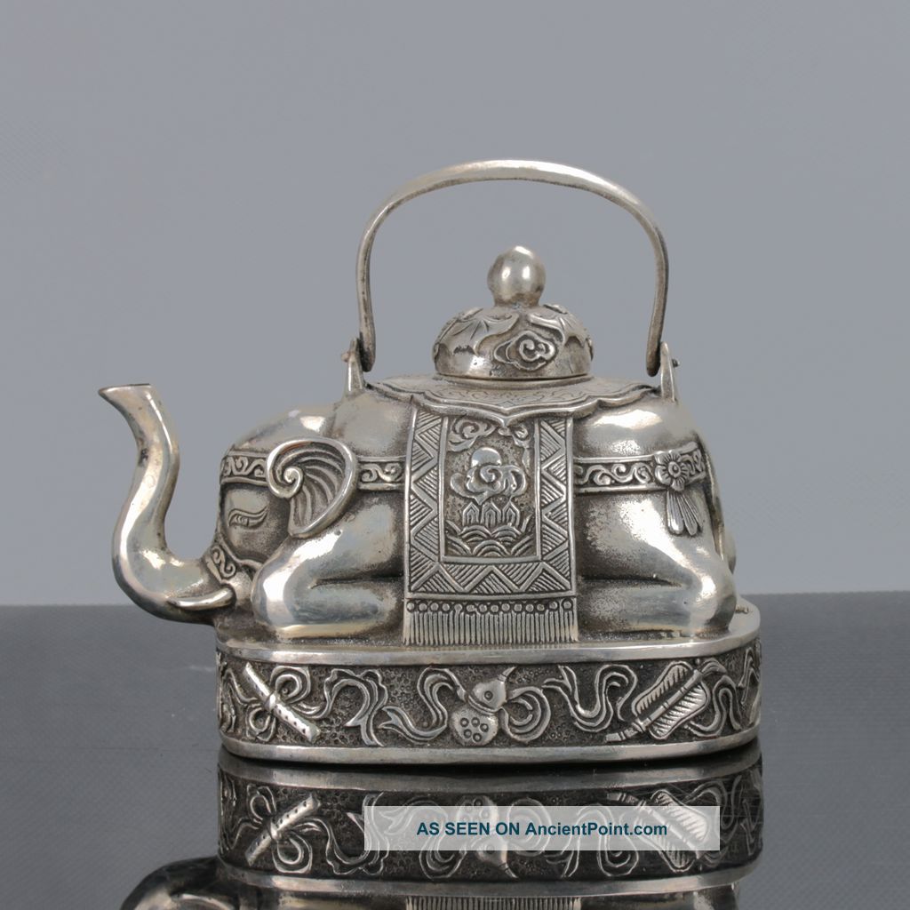 Old Chinese Tibet Silver Handwork Elephant - Shape Teapots C610 Teapots photo
