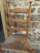 Antique American 18th C Curly Maple Arched Ladderback Chair Rush Seat Primitive Pre-1800 photo 3
