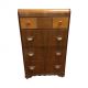 Art Deco Dresser Chest Of Drawers Vintage Brown Wood Inlay Inlaid 40s Waterfall 1900-1950 photo 9