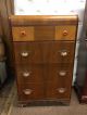 Art Deco Dresser Chest Of Drawers Vintage Brown Wood Inlay Inlaid 40s Waterfall 1900-1950 photo 1