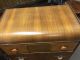 Art Deco Dresser Chest Of Drawers Vintage Brown Wood Inlay Inlaid 40s Waterfall 1900-1950 photo 5