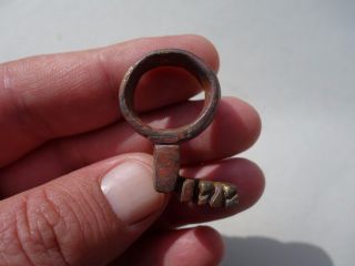 Ancient Roman Bronze Engraved Ring - Key,  To Wearing On Finger photo