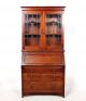 Antique Secretaire Bureau Bookcase Mahogany Leaded Stained Glass Writing Desk Ch 20th Century photo 1