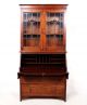 Antique Secretaire Bureau Bookcase Mahogany Leaded Stained Glass Writing Desk Ch 20th Century photo 3