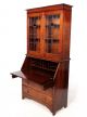 Antique Secretaire Bureau Bookcase Mahogany Leaded Stained Glass Writing Desk Ch 20th Century photo 4