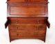 Antique Secretaire Bureau Bookcase Mahogany Leaded Stained Glass Writing Desk Ch 20th Century photo 7
