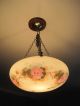 Art Deco Flycatcher Lampshade With Chain Floral Hand Painted 20th Century photo 2