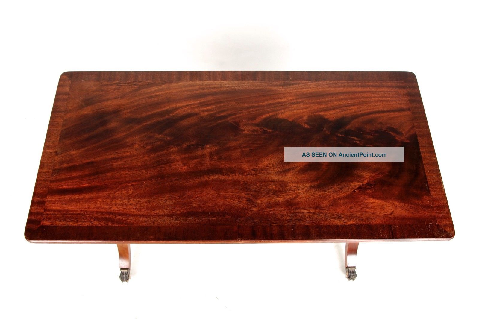Antique Coffee Table Petite Flamed Mahogany Small Side Table 1900-1950 photo