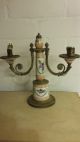 Vintage French Style Brass & Hand Painted Ceramic Lamps.  Rb 33 20th Century photo 1
