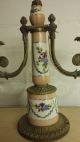Vintage French Style Brass & Hand Painted Ceramic Lamps.  Rb 33 20th Century photo 2