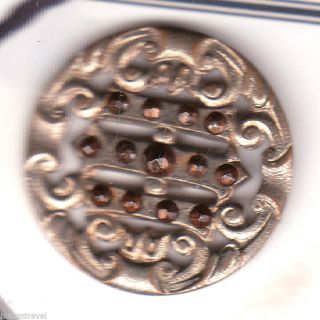 Victorian Steel Button Scroll Border,  Openwork & 13 Facet Steels Rivet To Back photo