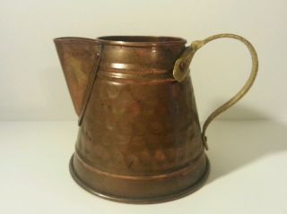 Antique/extreme Vintage Solid Copper Small Pictcher - Hand Hammered - Made In Turkey photo