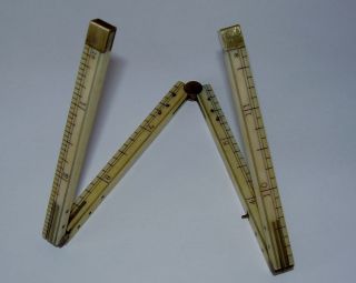 Antique Ruler Fold Out Four Section 12 Inches Total Length Maker W&m Circa 1850 photo