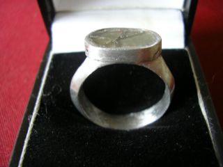 Large Ancient Roman / Byzantine Silver Ring With Glass Bezel photo