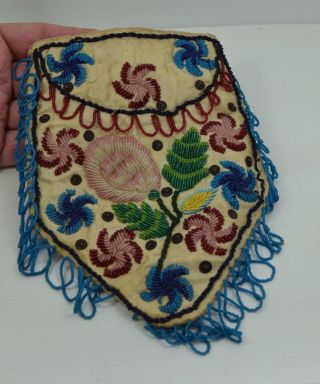 Antique Native American Indian Beadwork Purse C 1910 Iroquois ? As Found photo