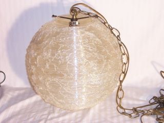 Vtg Lucite Fiberglass Spaghetti Swag Light Chandelier Ball Hanging Moon Lamp Old photo