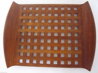 Dansk Lattice Staved Teak Tray Large Danish Mid - Century Modern Ihq Quistgaard photo