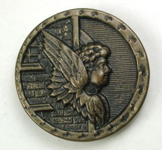 Antique Button Angel On The Side Of A Building 15/16 