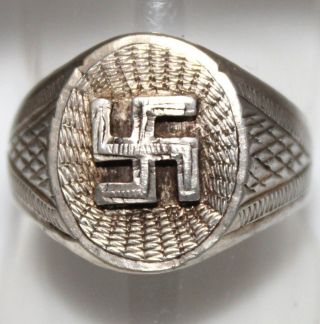 Metal Detecting Finds Silver Swastika Men ' S Ornate Ring photo