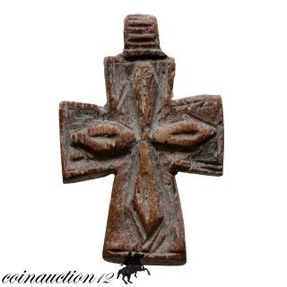 Stunning Late Medieval Hand Made Carved B0ne Cross Pendant photo