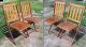 2 Antique Vintage Slatted Oak Wood Folding Mission Style Chairs W/curved Seats 1900-1950 photo 7
