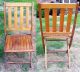 2 Antique Vintage Slatted Oak Wood Folding Mission Style Chairs W/curved Seats 1900-1950 photo 8