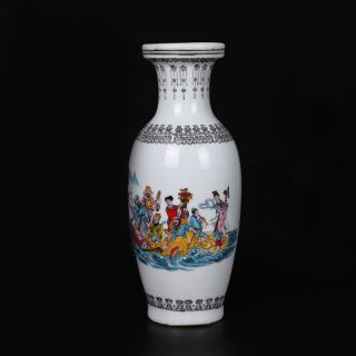 Famille Rose Porcelain Hand - Painted Baxianguohai Vase W Qian Long Mark Csy229 photo