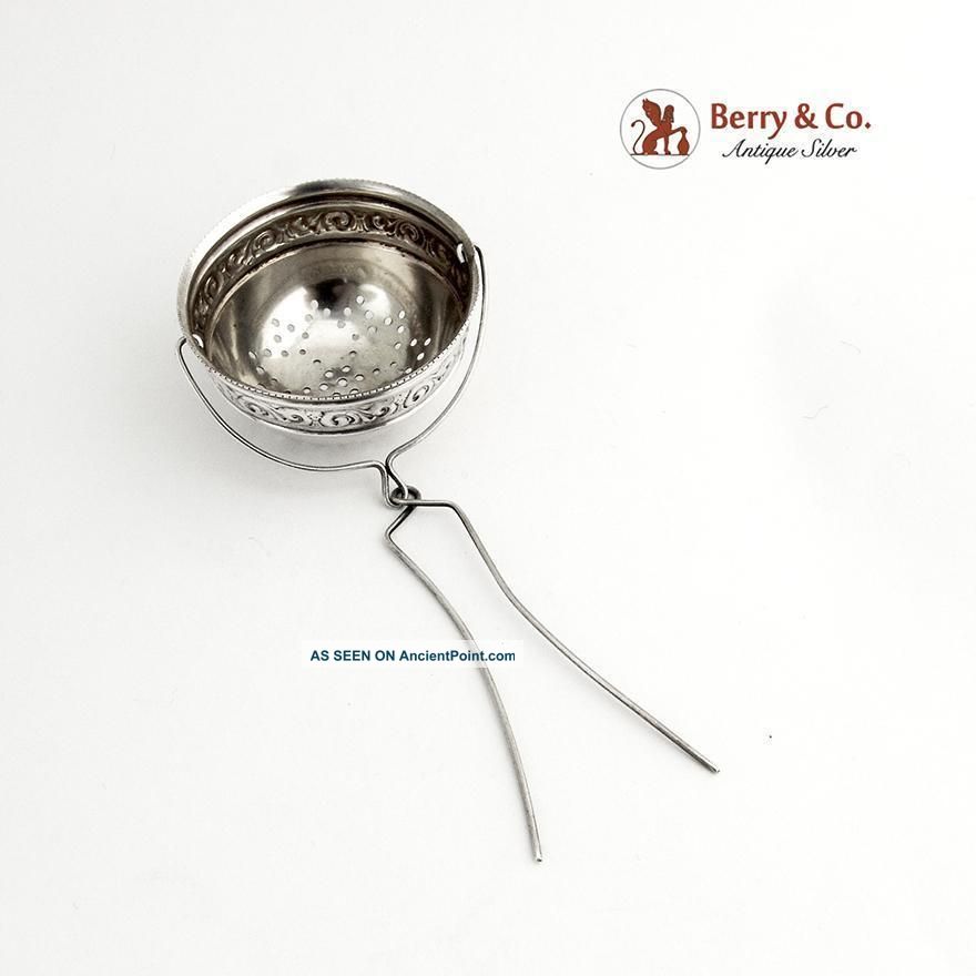 Basket Form Spout Tea Strainer Sterling Silver Watrous 1900 Other Antique Sterling Silver photo
