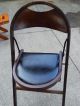 Two Vintage 20s/30s Deco Industrial Stakmore Wood Folding Chairs Leather Seats 1900-1950 photo 10