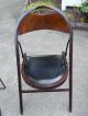 Two Vintage 20s/30s Deco Industrial Stakmore Wood Folding Chairs Leather Seats 1900-1950 photo 1