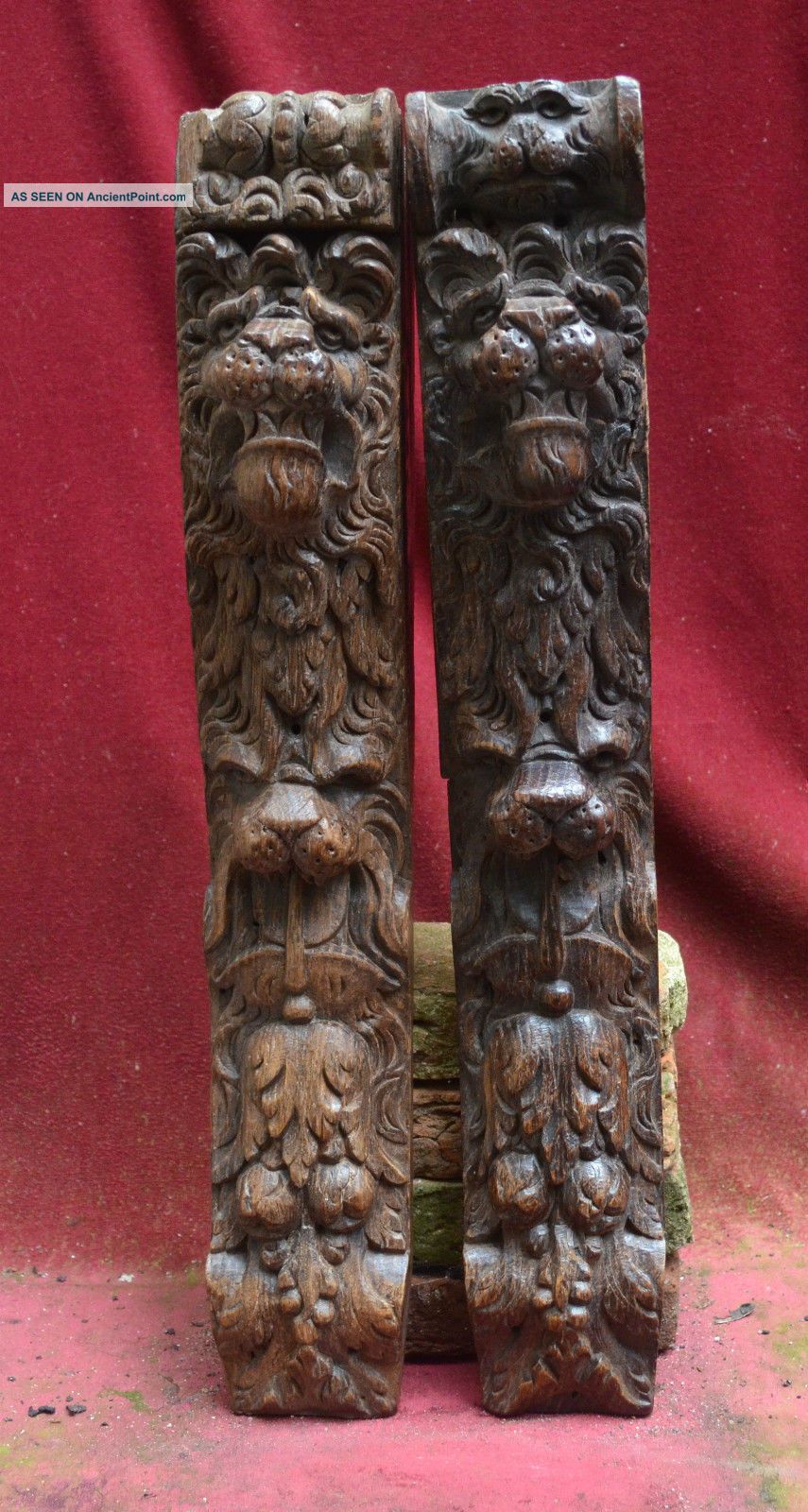 2 Quality Wood Carvings With Lions 18th 19th.  Century,  The Low Countries Carved Figures photo