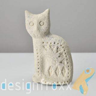 Mid Century Modern Bitossi Pottery Cat Figurine White Rimini Design Aldo Londi photo