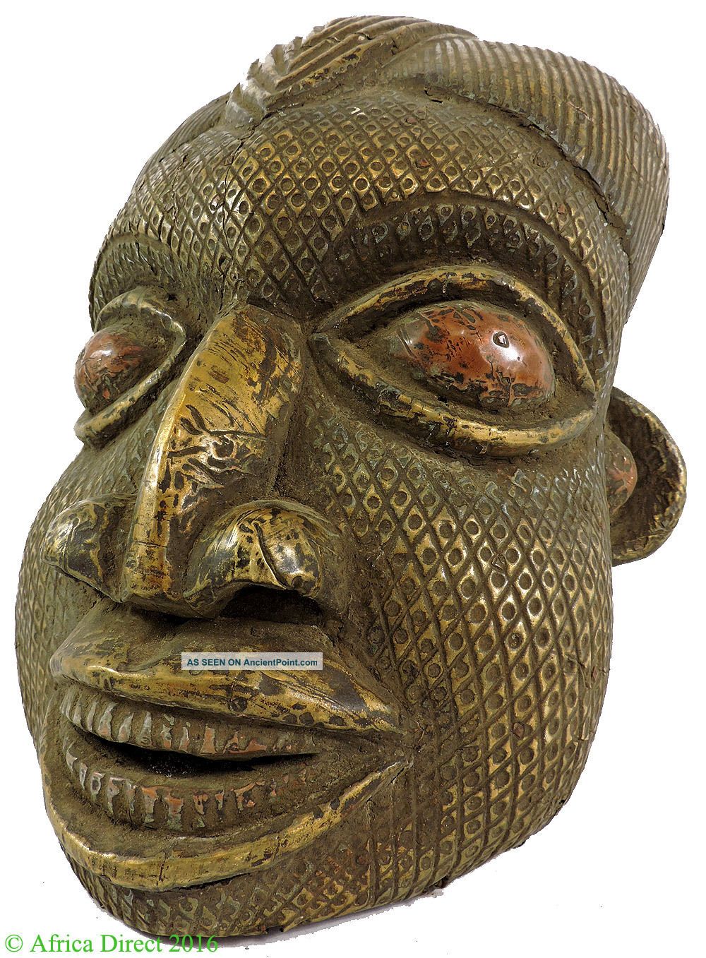 Bamun Helmet Mask Brass And Copper Sheeting Cameroon Africa Art Masks photo