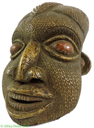 Bamun Helmet Mask Brass And Copper Sheeting Cameroon Africa Art photo