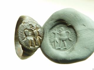Ancient Medieval Seal - Ring With Engraved Man (414). photo