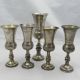 Group Of 5 Antique Vintage Solid Silver Kiddush Cups Goblets Other Antique Sterling Silver photo 2