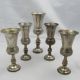 Group Of 5 Antique Vintage Solid Silver Kiddush Cups Goblets Other Antique Sterling Silver photo 6