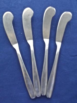 Vintage Dutch Modern Gero Zilmeta Holland 4 Stainless Spreaders Butter Knives photo