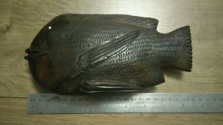 Antique Native American Carved Fish.  Hardwood Carving,  Hand Made,  One Of A Kind photo