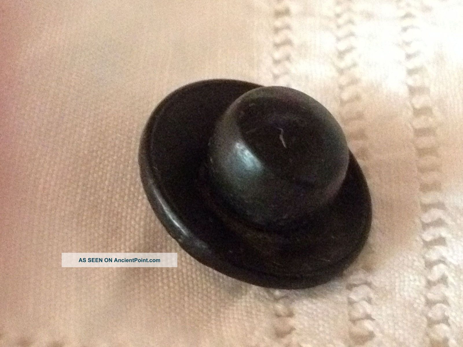 Antique Goodyear Hard Rubber Button Hat Shape 1851 - 2 Shank 9/16 