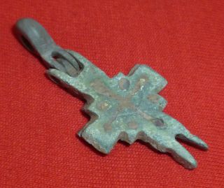 Byzantine Ancient Artifact Bronze Encolpion Cross - Amulet Circa 1100 Ad - 690 photo