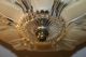 Antique Beige Glass Shade Light Semi Flush Fixture Ceiling Chandelier 1940s Chandeliers, Fixtures, Sconces photo 5