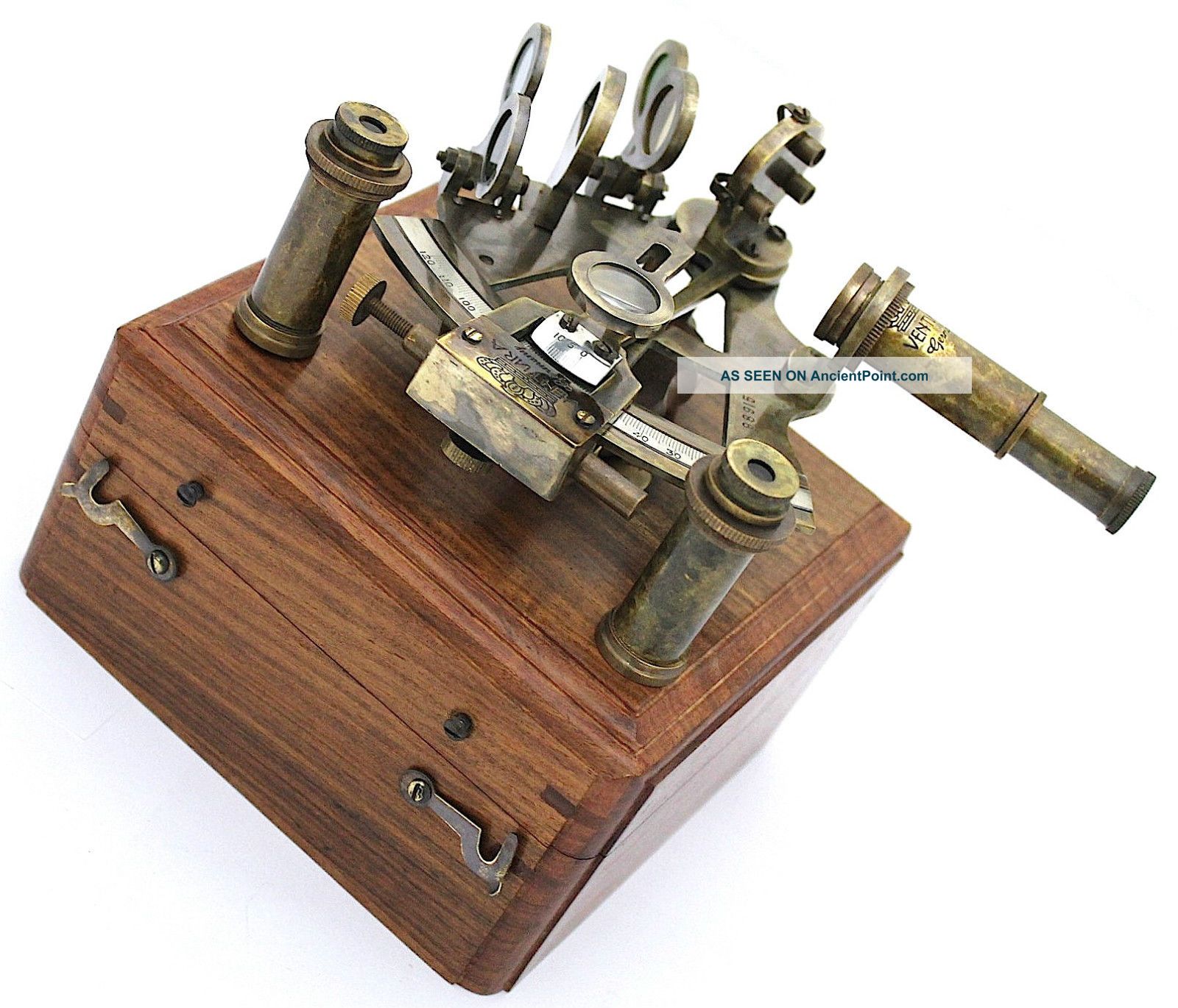 Ventura German Brass Ship Sextant With Two Lances & Harwood Box Sextants photo