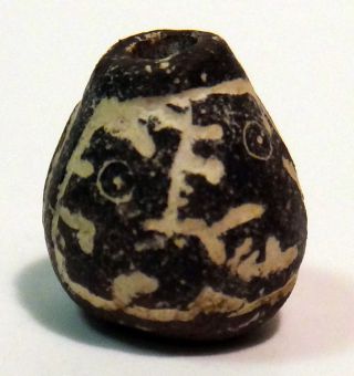 Pre - Columbian Black Double Animals Bead.  Guaranteed Authentic. photo