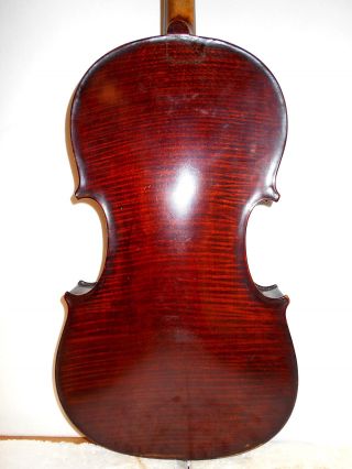 Vintage Old Antique 1pc Curly Maple Back Full Size Violin - photo