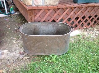 Antique Copper Wash Tub Boiler Metal Cover And Handles photo