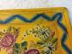 Magnificent Antique Hand Painted Toleware Wood Tray Flowers On Bright Yellow Primitives photo 1