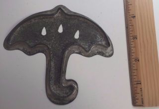 Antique Tin Folk Art Rare Metal Umbrella With Rain Drops Cookie Cutter photo