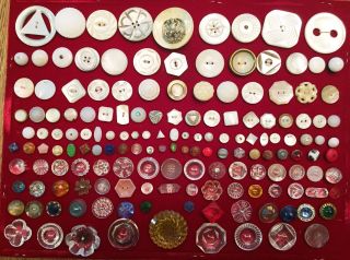 Card Of 150,  Antique & Vintage Buttons Shell Bakelite Celluloid Glass photo