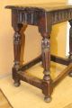 Very Rare 17th C Pilgrim Joint Stool In Oak Carved Aprons And Legs Primitives photo 3